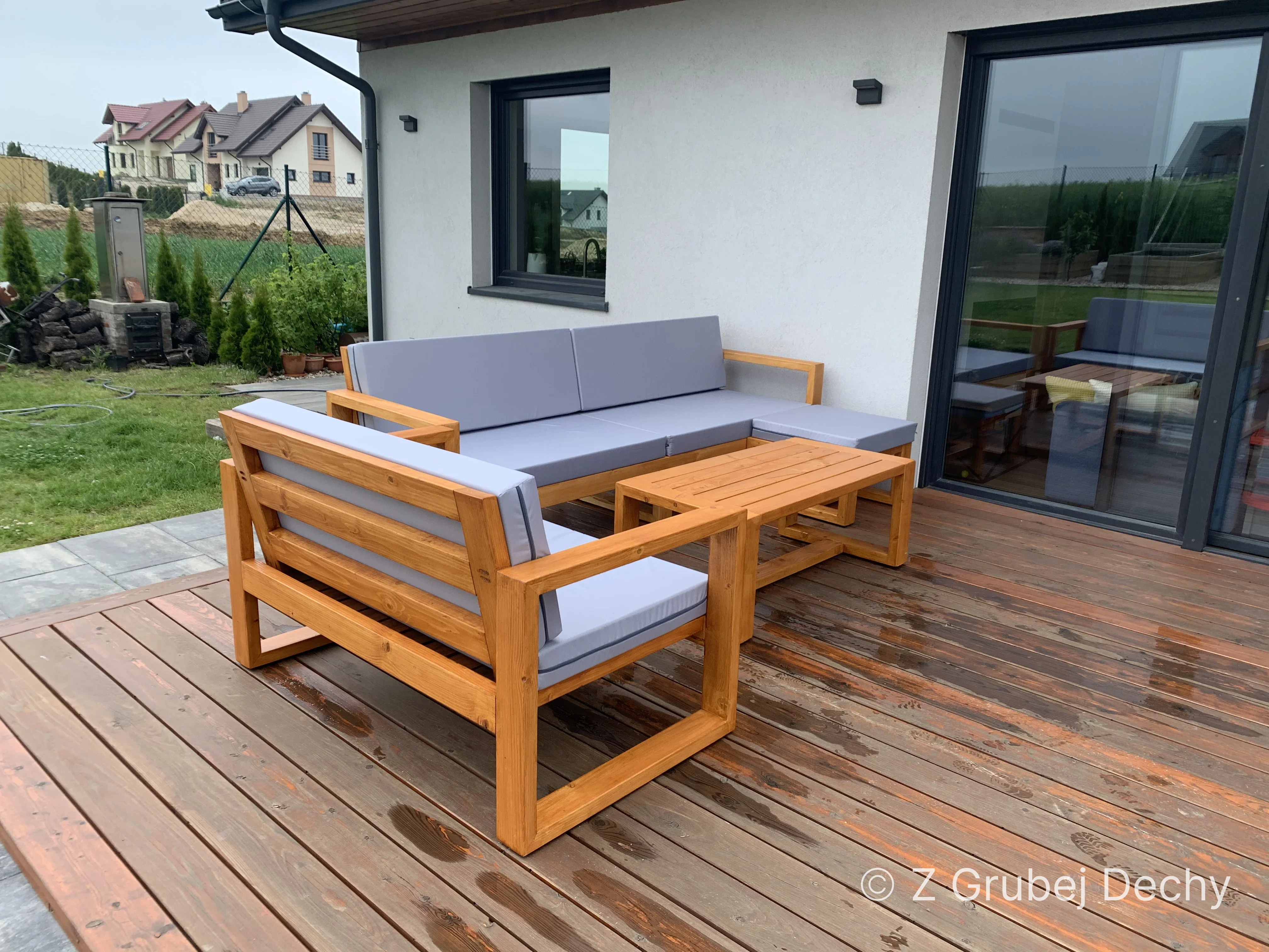 Ławka z litego dębu