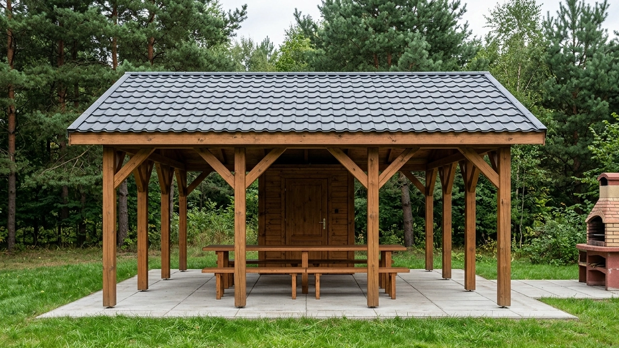 Wiata wolnostojąca z drewna KVH
